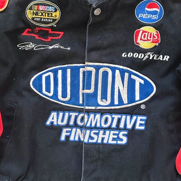 Vintage Nascar #24 Jeff Gordon Dupont Flames Racing Jacket Size XL YOUTH - Picture 2 of 7